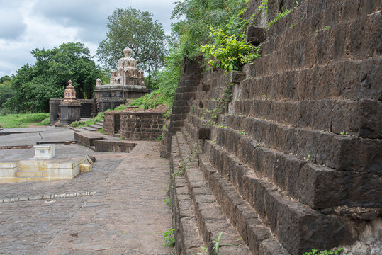 Radha Shankar Temple, Kshetra Mahuli, at the Krishna and Venna river confluence, Built by Radhabai (sister of Shankarrao Raghunathrao Pant Pratinidhi), 18th century, Satara, Maharashtra, India.