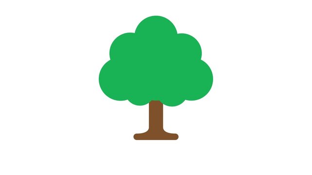 Minimalist Green Tree Icon with Simple Trunk and Rounded Canopy Shape, Symbol of Nature, Environment, Growth, Ecology, Life and Sustainability, Clean Flat Vector Illustration Isolated on White