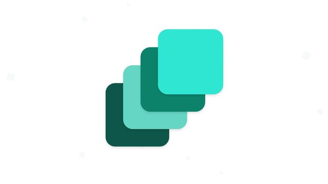 Abstract Teal Layered Square Icon with Smooth Edges and Depth Effect, Modern Geometric Design Suitable for Buttons, Labels, Frames, Banners and Decorative Graphic Elements on White Background