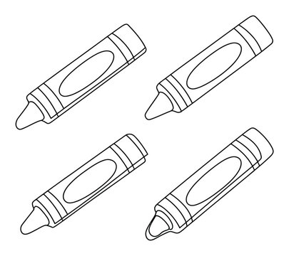 Cuatro l&iacute;neas simples en blanco y negro de crayones de cera