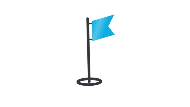 Blue Minimalist Golf Flag and Hole Icon with Simple Shape and Clear Details, Symbol of Sport, Recreation, Competition, Leisure Activity and Golf Course Theme, Flat Design Graphic Isolated Element