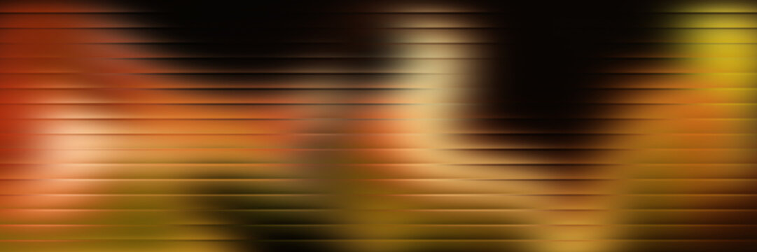 Horizontal striped glass background orange black gradation. Wavy glass texture, striped frosted surface