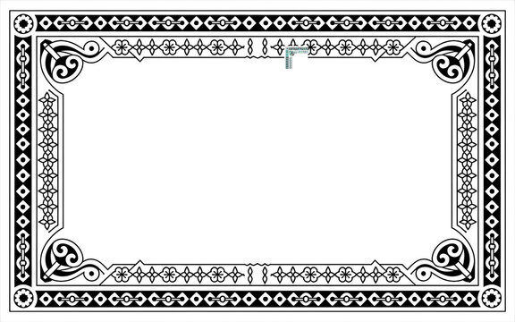 Vintage decorative frame border. Ornate rectangular flourish design on transparent background.