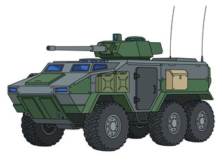 Fototapeta premium 6x6 Armored Fighting Vehicle Illustration with Turret and Cannon