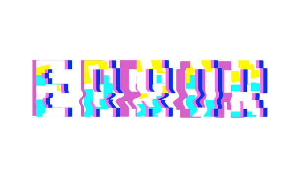 Modern error typography with RGB glitch distortion isolated on transparent background. Perfect for technology concepts, gaming overlays, cyberpunk interfaces, website design, applications, etc.