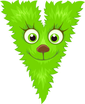 Alphabet letter V. Font of cute monster.	
