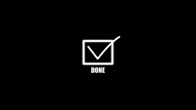 Done Check Mark Icon Animation in Checkbox with Drop Shadow on black Background