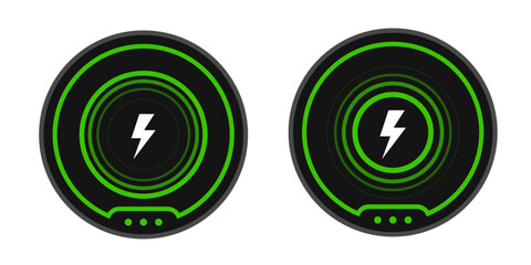 wireless fast charging pad icons. Round green energy, power supply, charge flat vector © SparkJ Design