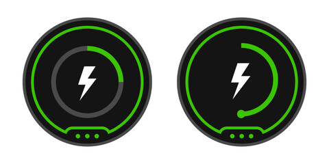 Wireless charging pad flat vector. Battery charge sign © SparkJ Design