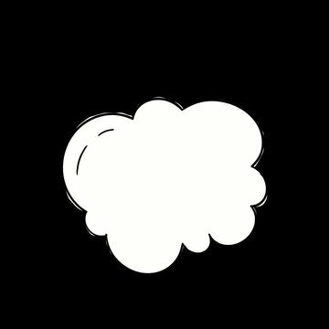 White cloud icon isolated on black background. Minimalist abstract shape for digital design and branding projects.