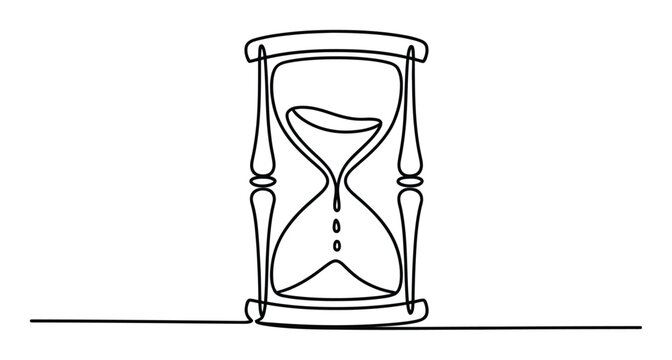L&iacute;nea continua minimalista de un reloj de arena que simboliza el tiempo