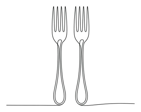 Dibujo minimalista de dos tenedores uno al lado del otro
