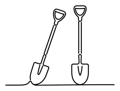 L&iacute;nea continua minimalista de dos palas de jard&iacute;n