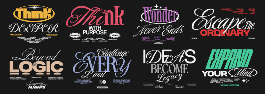 Modern Minimalist Typography Quote Vector set for T-Shirt, Streetwear Apparel, Poster Print, Motivational Graphic Design Bundle
