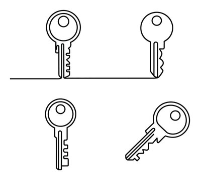 L&iacute;nea minimalista con cuatro llaves met&aacute;licas estilizadas