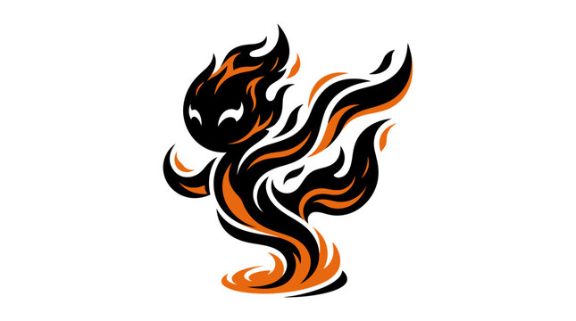 A stylized fire elemental character with dynamic flames.