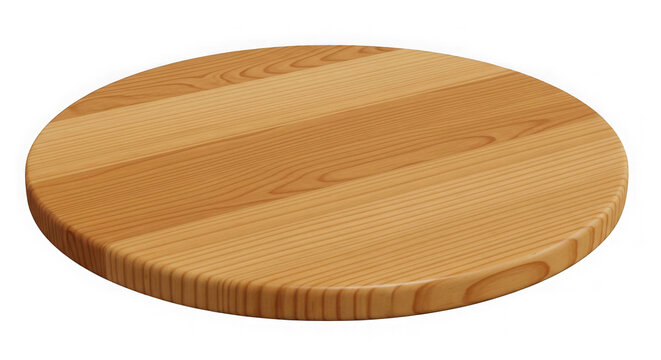 Round wooden cutting board for kitchen food preparation and serving isolated on transparent background