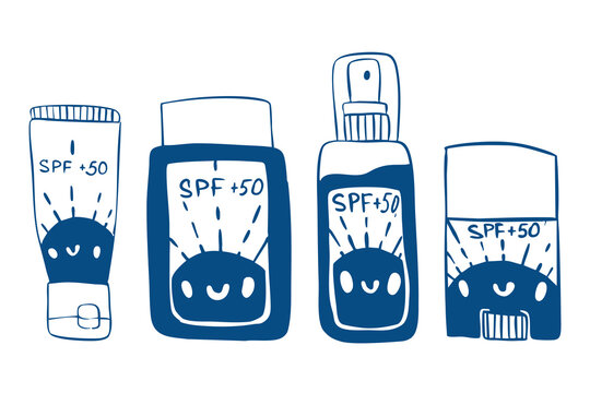 Minimalist sunscreen products illustration for summer skincare.