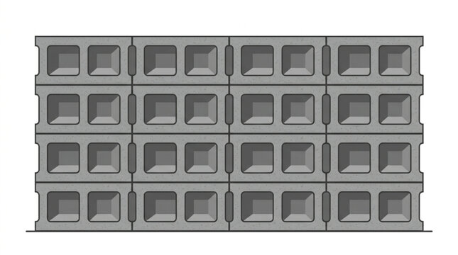 Flat Vector Illustration of a Grey Cinder Block Wall Pattern