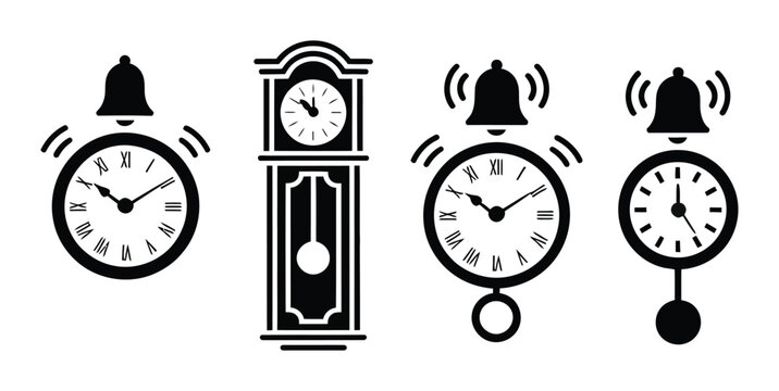 Conjunto de relojes en blanco y negro con diferentes horas
