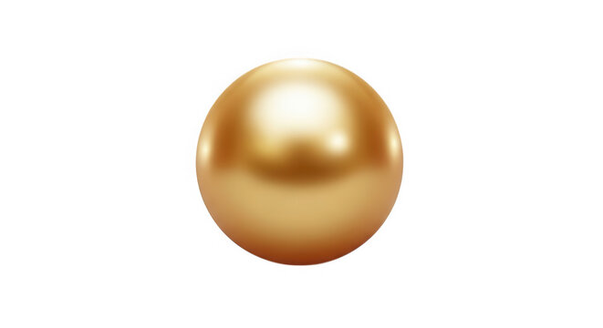 Shiny golden pearl sphere isolated on a simple plain surface isolated on transparent background