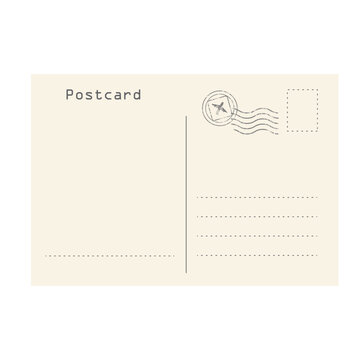 Postcard envelope template. airmail card stamp. Blank postal card back side for fast delivery air ships. Vector Design element for for travel, correspondence, invitation and greeting card design.