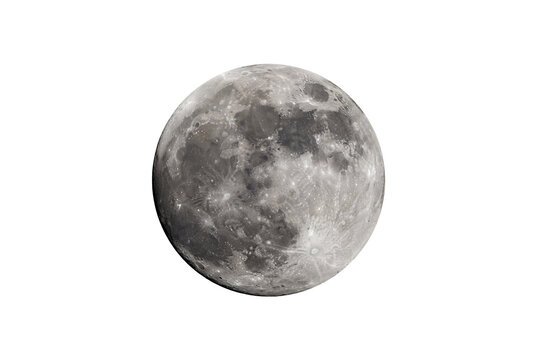 Full detailed view of the lunar surface showing craters, maria, rays, and realistic geological surface details of Earth's glowing celestial moon.