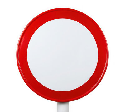 A blank red and white circular traffic sign isolated on transparent background