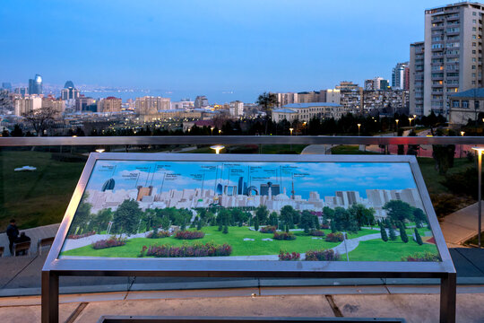 Central Park Baku Panoramic Viewpoint Skyline at Dusk
