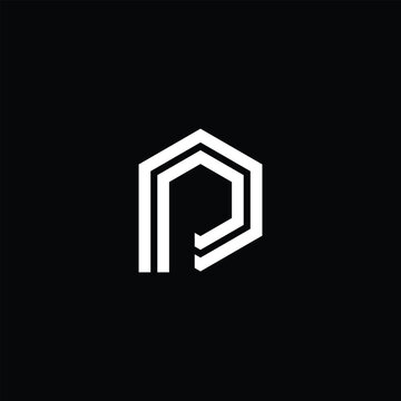 Geometric pp letter logo design isolated on a black background with geometric