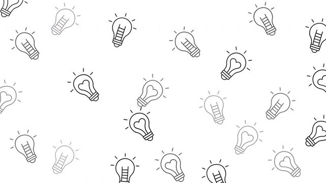 Minimalist light bulb pattern featuring heart and ladder icons, concept of creative ideas and passion