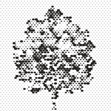 Abstract Black Halftone Dot Burst Shape on White Background with Stipple Particle Effect Vector