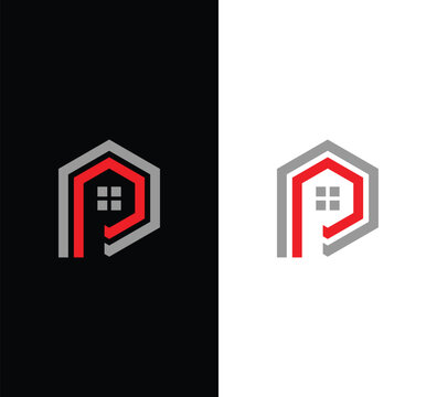 Letter pp house logo design icon representing real estate architecture