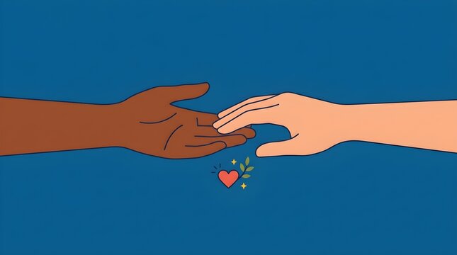 Hands Reaching Toward Each Other Symbolizing Unity and Compassion Illustration