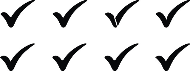 Fototapeta premium Black check mark icon symbol set. Eps symbol for website, computer, and mobile vector.