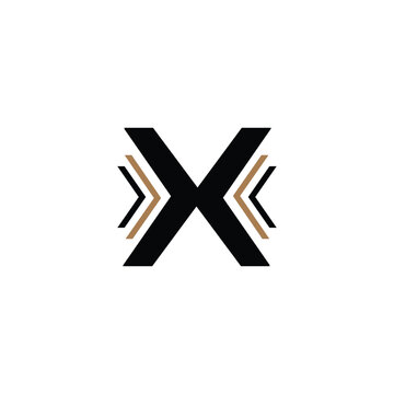 Minimalist letter x logo concept with geometric arrowhead embellishments