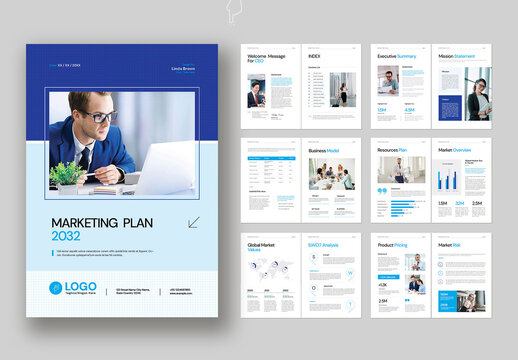 Blue Marketing Plan Brochure Template Layout