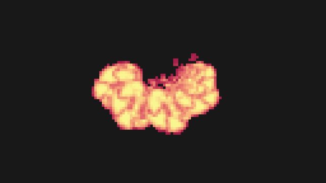 quartet fire ball loop animation in pixel art style with black screen background
