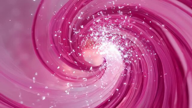 Mesmerizing pink swirl with sparkling particles in motion