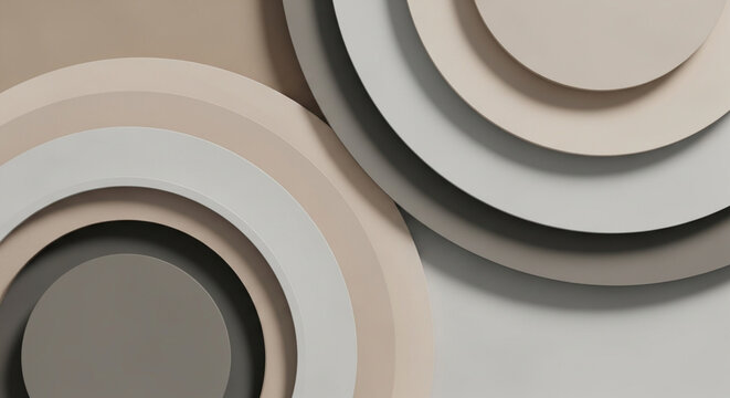 Geometric composition of concentric circles in neutral earthy tones