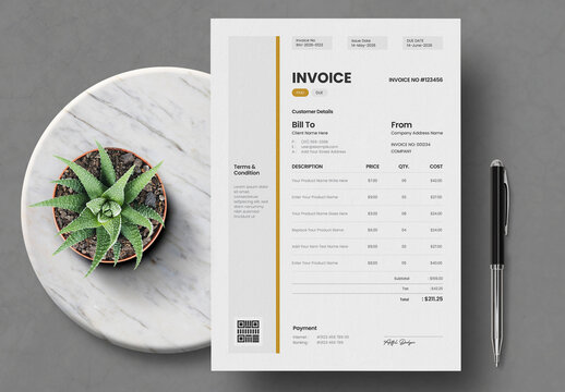 Minimal Business Invoice Template with Professional Billing Layout