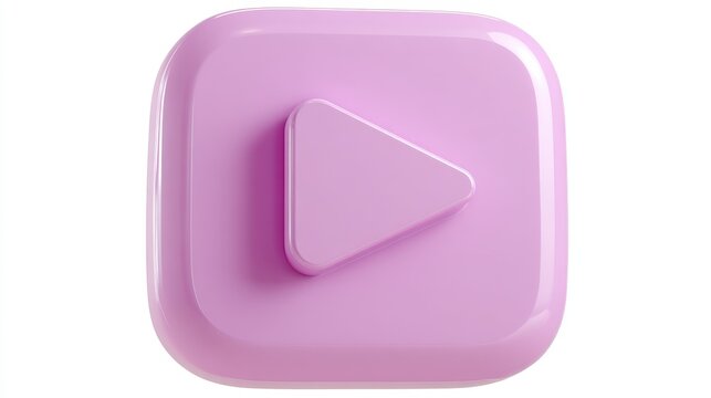 violet play button 3d isolated transparent PNG.