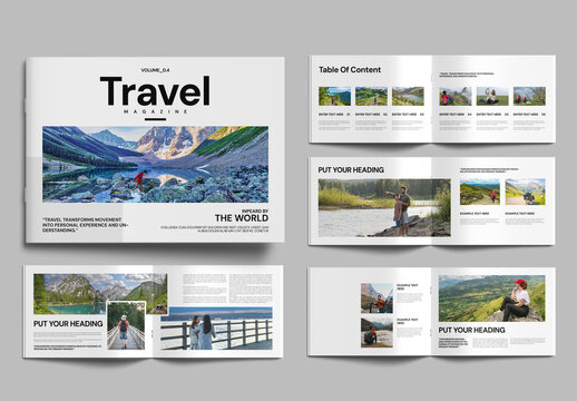 Modern Travel Magazine Brochure Template with Editorial Layout