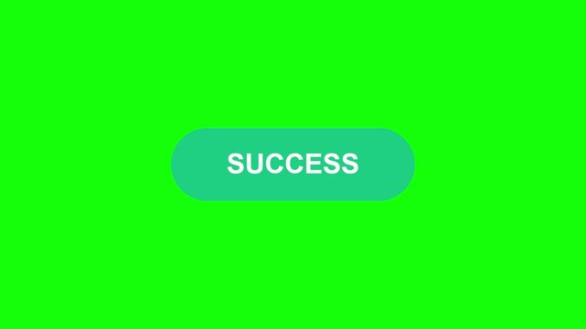 Digital submit button animation transitioning to a progress loading bar with a success result on chroma key.