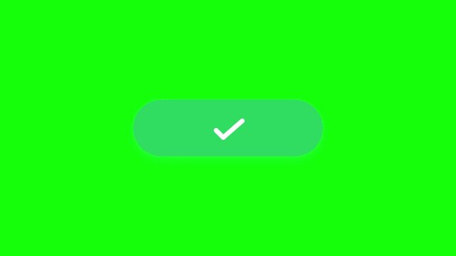 Blue Submit Button Animating into Loading Circle and Green Success Checkmark on Green Screen Chroma Key Background