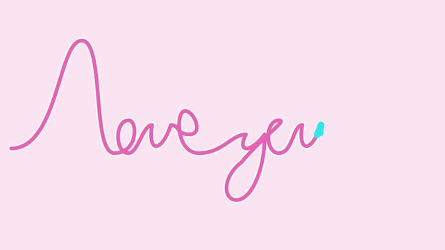 Animated Handwriting of Love You Message in Pink Cursive for Romantic Valentines Day and Wedding Occasions