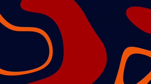 A modern abstract background featuring vibrant red and orange organic fluid shapes over a dark navy black backdrop, perfect for presentations and motion graphics.