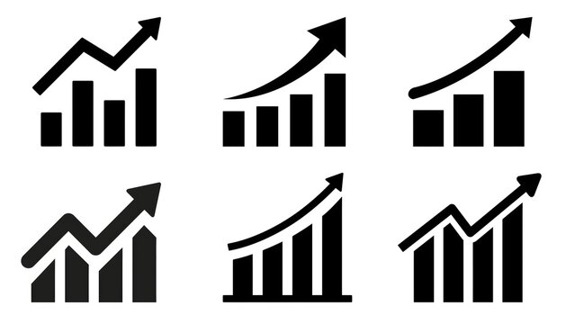 Growth Bar Chart Graph Icon Set - Business Success 