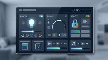 Fototapeta premium Modern Smart Home Control Panel for Lighting, Climate, and Security Management