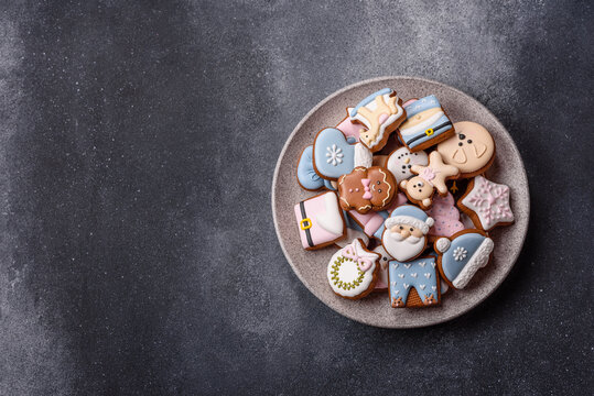 Gingerbread as a Christmas staple, sweet biscuits for the holiday. Gingerbread as a background